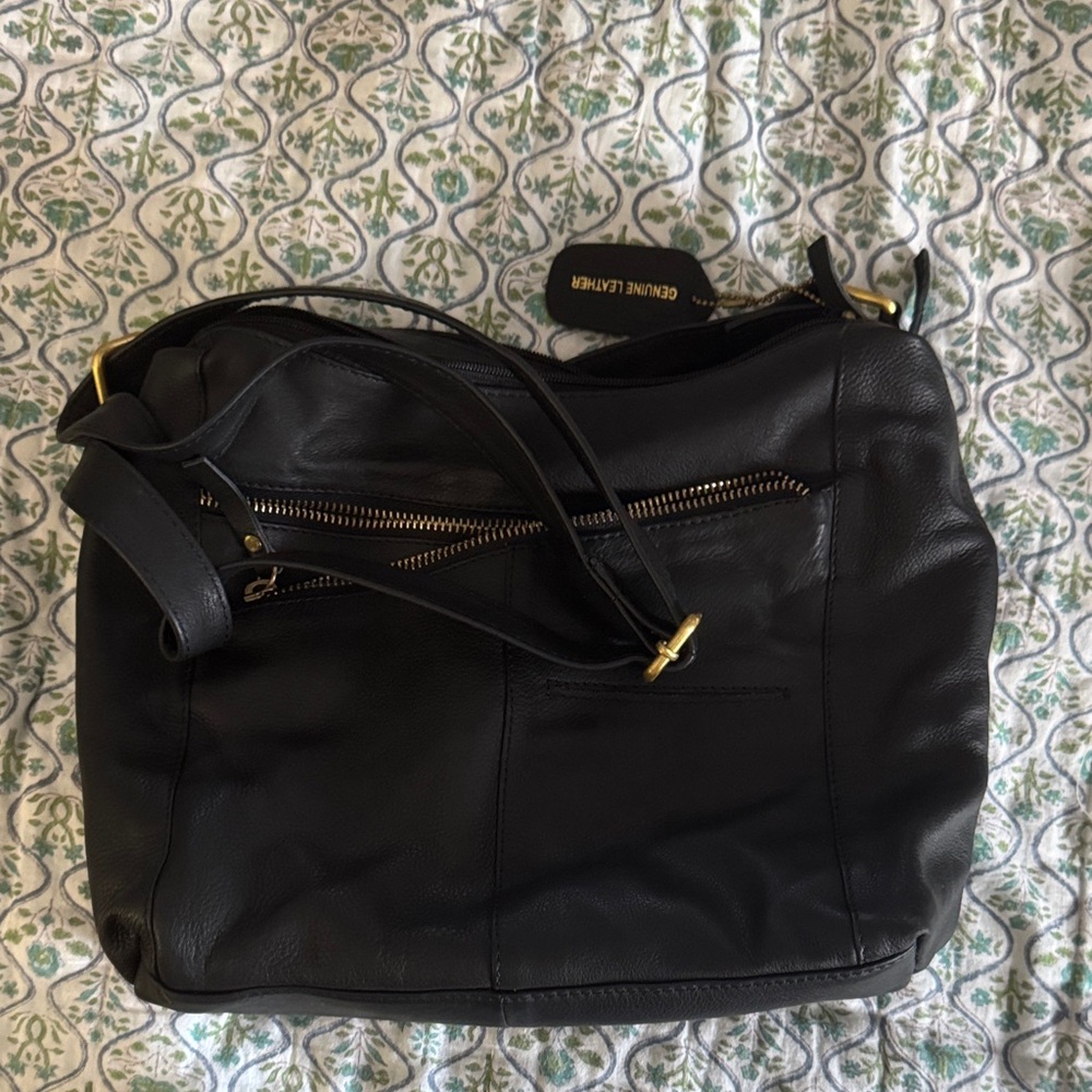 Genuine Leather Black Shoulder Bag